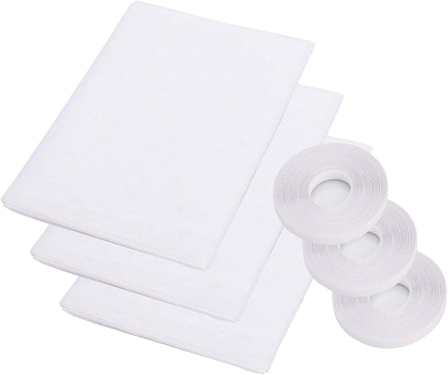 Mosquito Fly Screen Nets For Window 3 Pack, Upgrade Window Insect Screen Mesh Net 1.3m x 1.5m Diy Bug Bee Anti Mosquito Protector Kit, With 3 Rolls Self-Adhesive Tapes(10mm Wide), White