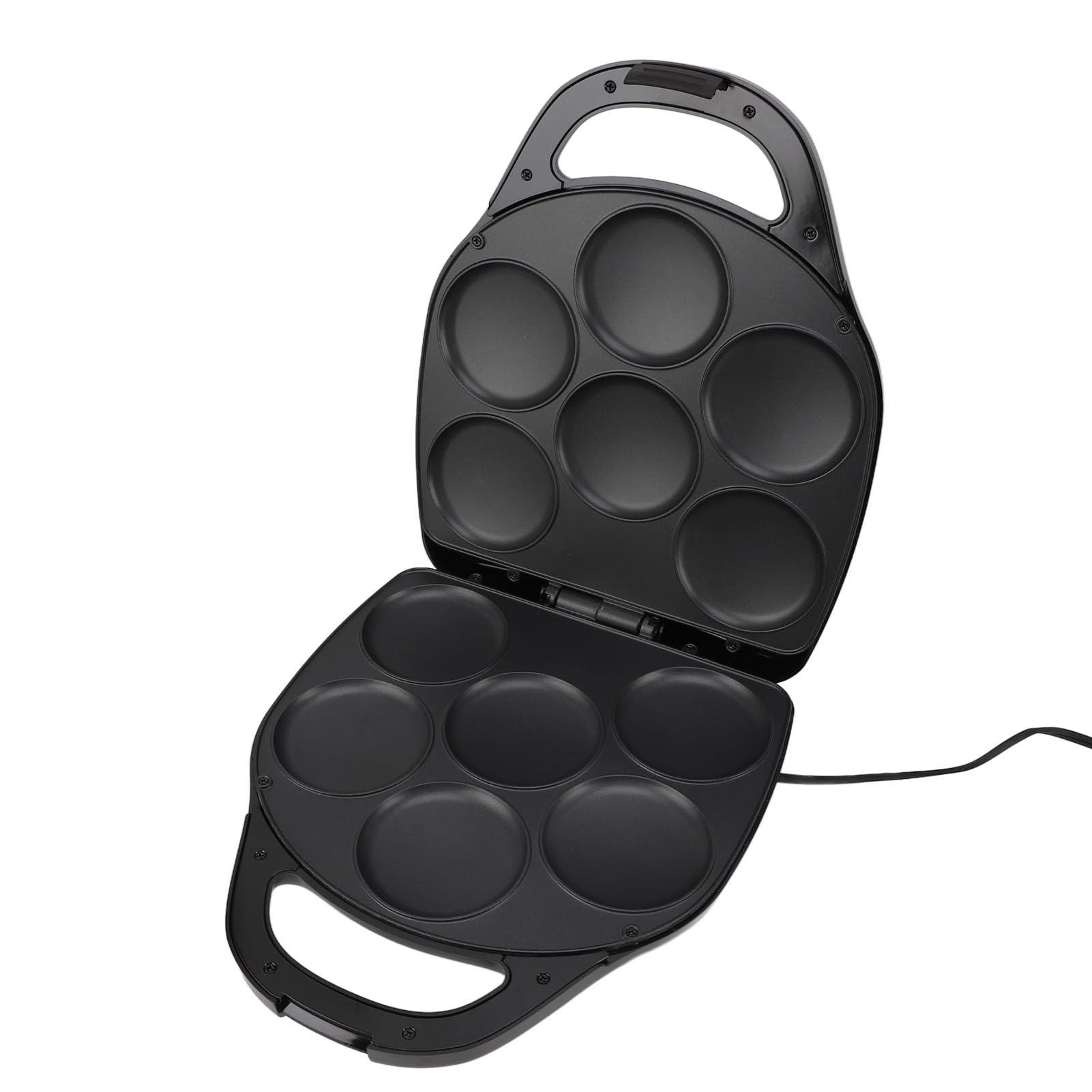 TOPINCN Electric Arepa Maker, 6 Slot Mold Mini Smart Pancake Maker Mahine with Handle, 1400W Non Stick ABS and Aluminium Alloy Coated Breakfast Pan with Overheat Protection (US Plug 110V)