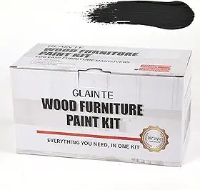GLAINTE Kit de pintura para móveis - Tinta de madeira preta para repintura de armários, portas, mesas e cômodas, à base de água, não tóxica e inodora, 947 ml