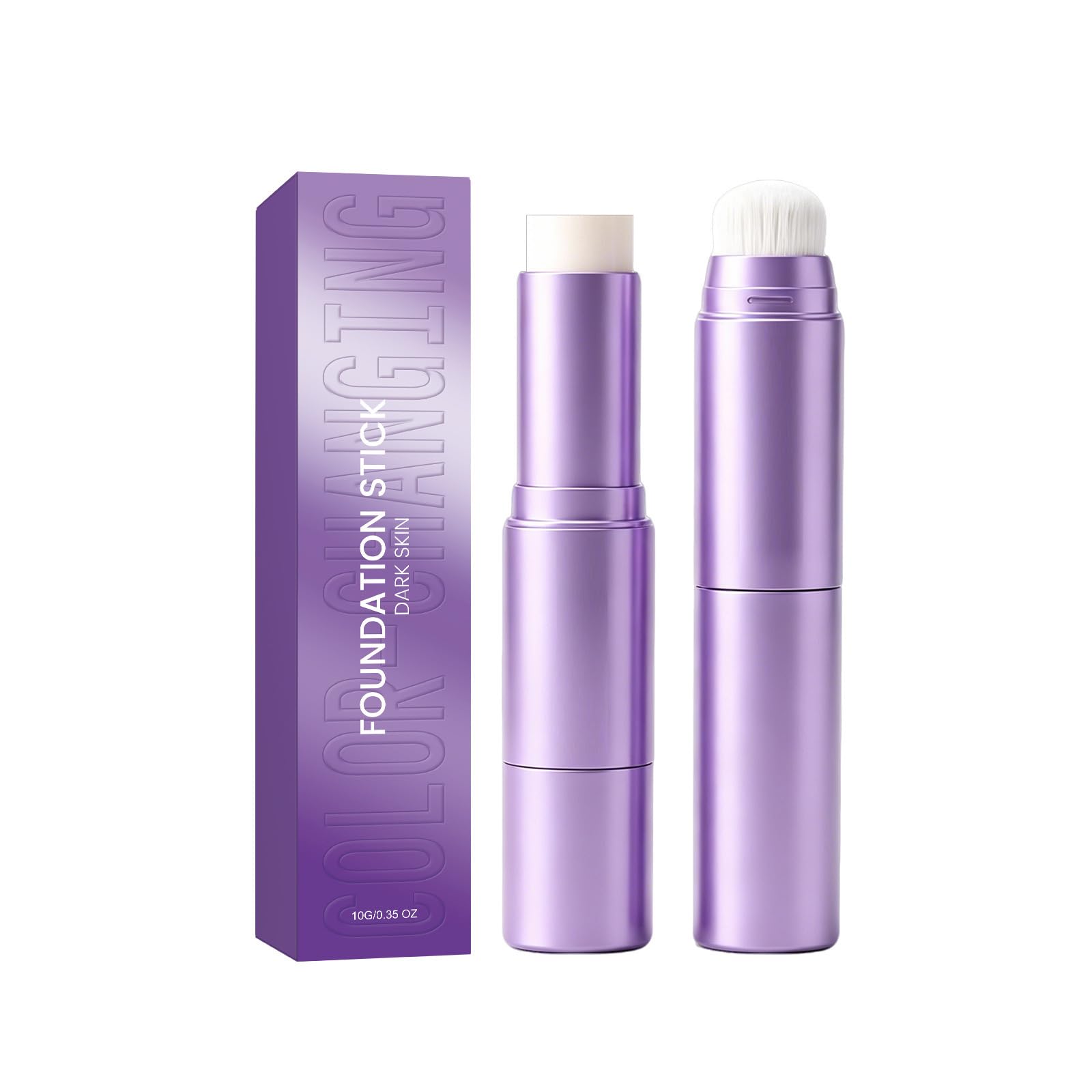 Farbwechselnde Foundation Stick mit Pinsel, Selbstanpassendes Make-up, Aufbaubare Deckkraft, Feuchtigkeitsspendendes Creme-Make-up für Natürliches Finish,DARK SKIN