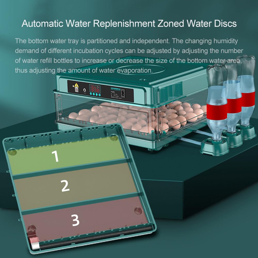 CcacHe Incubatrici Automatiche per Uova, incubatrici per Uova con giratore di Uova/riempimento Automatico dell'Acqua/Controllo della Temperatura/Illuminazione a LED, per polli Anatre oche Uccelli,6