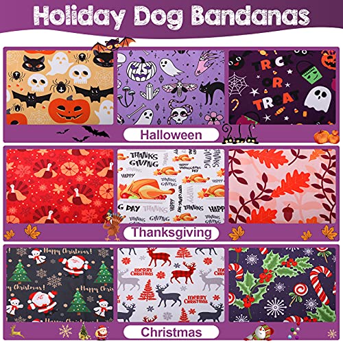 9 Pieces Holidays Dog Bandanas Christmas Thanksgiving Pets Bandanas Adjustable Dog Kerchief Puppy Scarf Washable For Small Medium Large Dogs Cats Pets Costume #TOP3