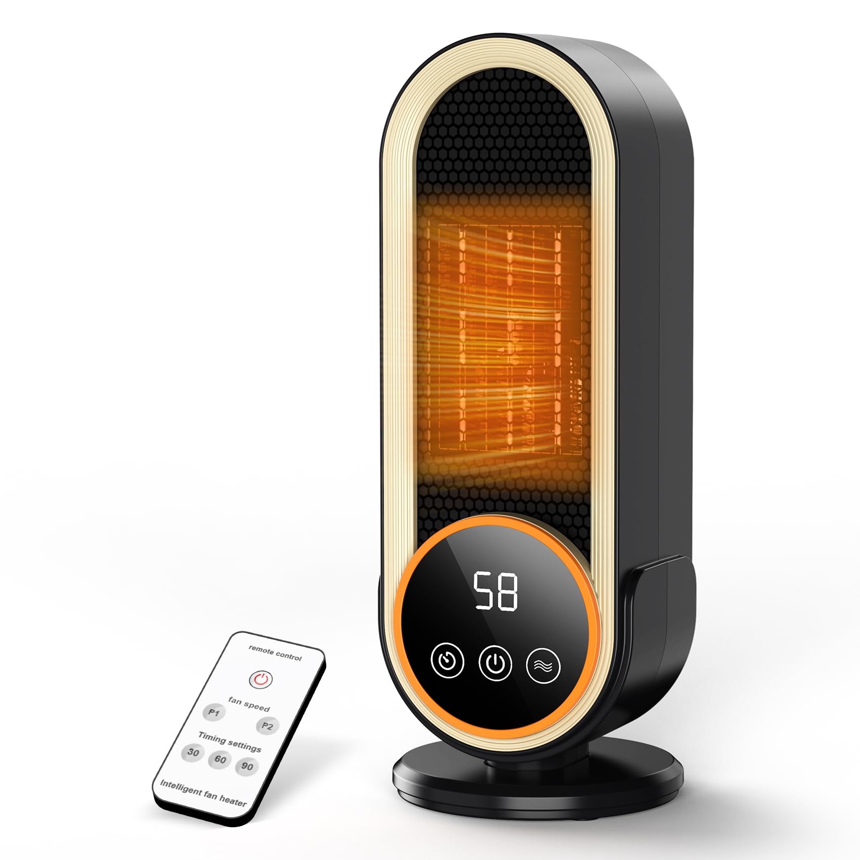 Space Heaters for Indoor Use with Remote 2s Efficient Heating Overheat Tilt Protection 1200W PTC Ceramic Portable Heater