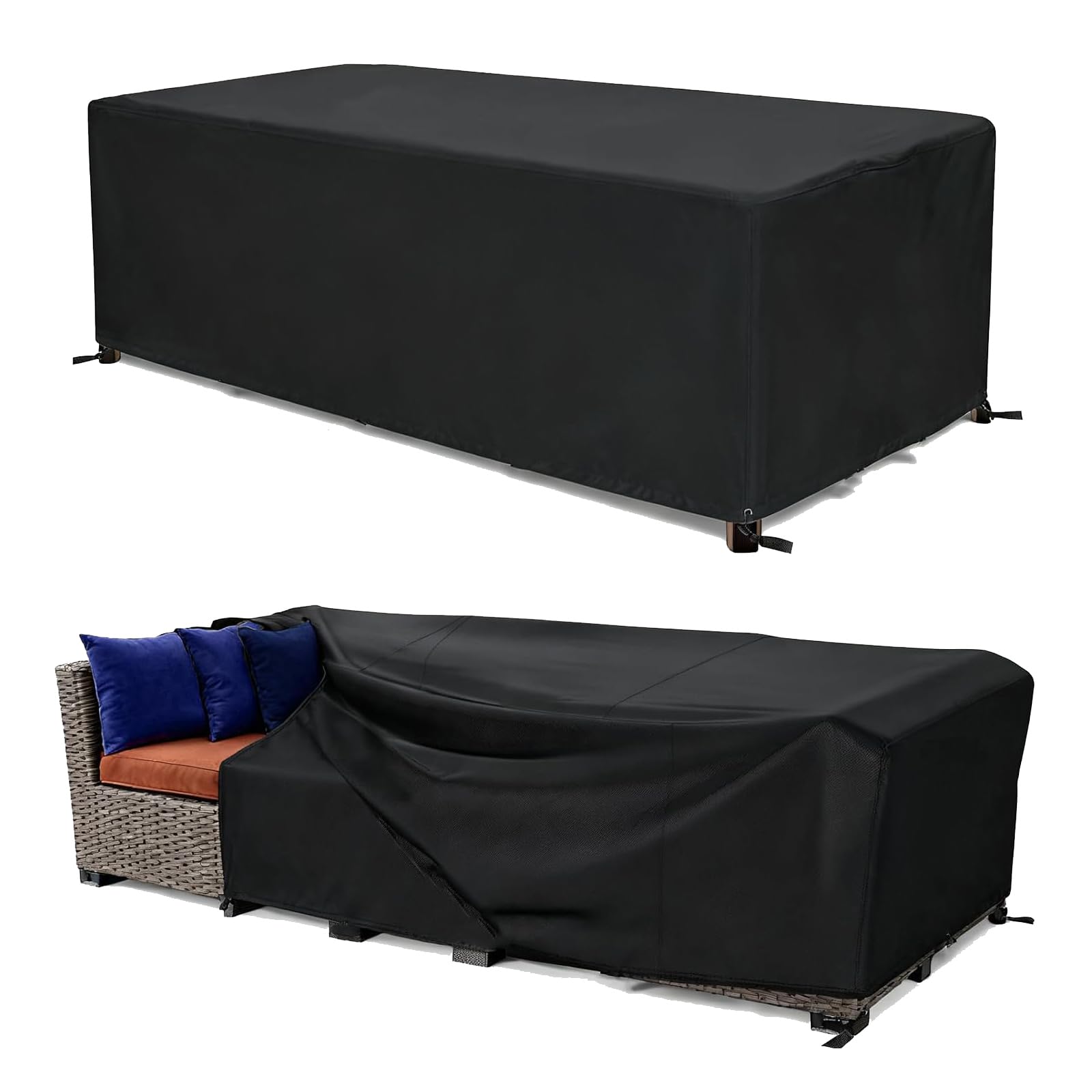 Garden Table Cover 60x60x80cm/LxBxH Waterproof, Heavy Duty Patio Furniture Set Cover for Outside, Anti-UV, No Tear 600D Oxford Fabric Rattan Sofa Covers for Patio Table and Chair Set Rectangular