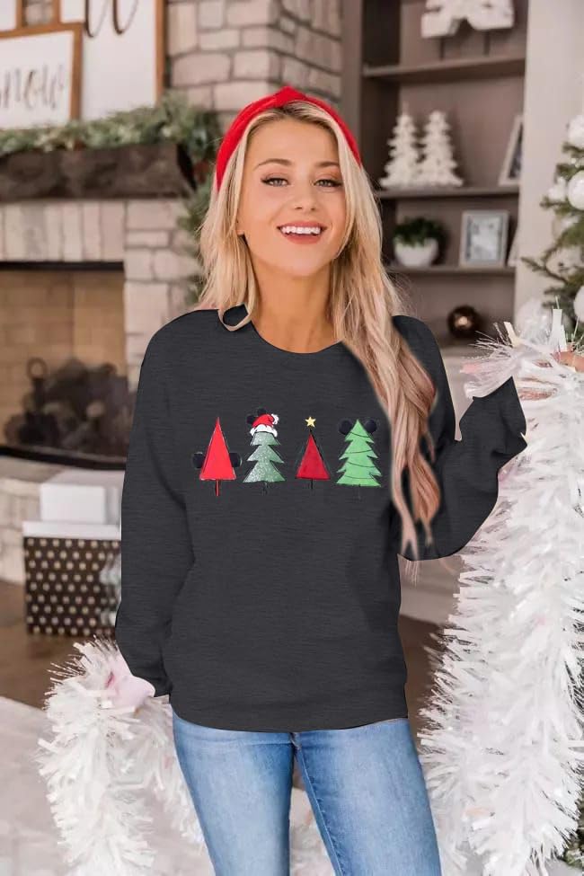 JINTING Christmas Sweatshirt for Women Christmas Tree Pullover Xmas Holiday Crewneck Sweatshirts Long Sleeve Top - Image 3