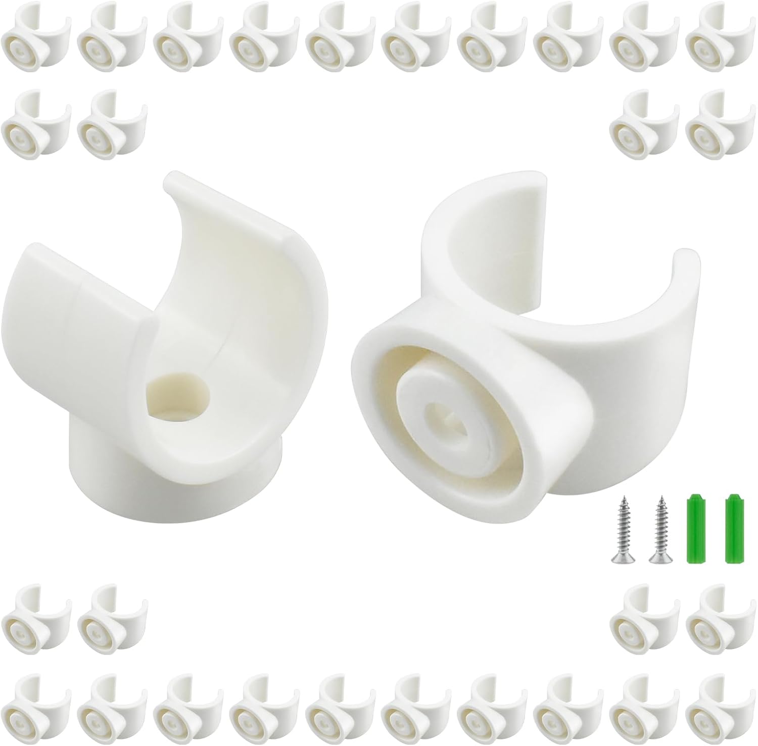 SDTC Tech 30 Pack 1 Inch PEX Pipe Clamp Clip, 25 mm U Hook PEX Tubing Clamps Hangers PVC Water Pipe Support Holder Bracket Socket, White Plastic Clips Hangers (Fasteners Included)