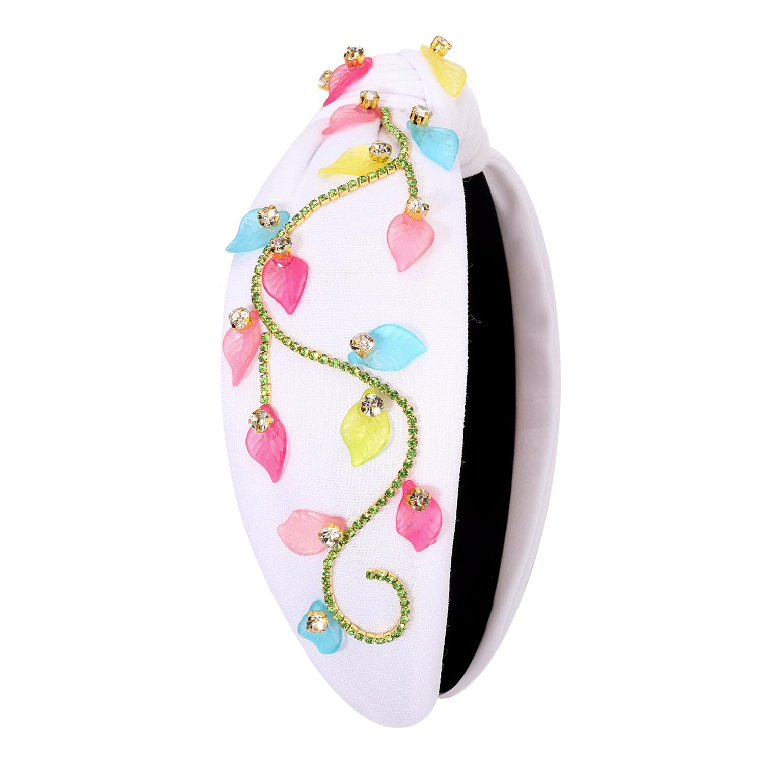 NVENF Summer Strawberry Headband for Women Fruit Headbands Tropical Leaf Headbands Summer Beach Hairbands Hair Accessories Outfits (Leaf A-White) - Image 5