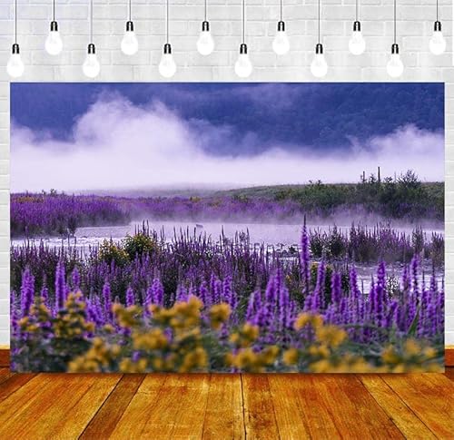 SHRAPHY Flower Backdrop 7x5ft Misty Clouds Plants Weeds Wild Flowers