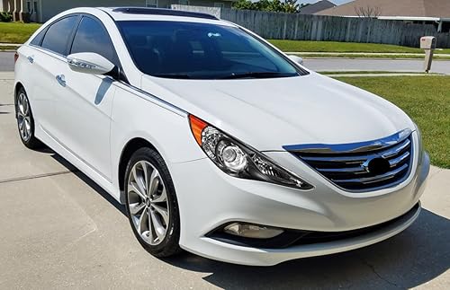 Miniatura 4 de MOSTPLUS Conjunto de faros delanteros compatible con Hyundai Sonata 2011 2012 2013 2014 con carcasa negralente transparentereflector ámbar, no para