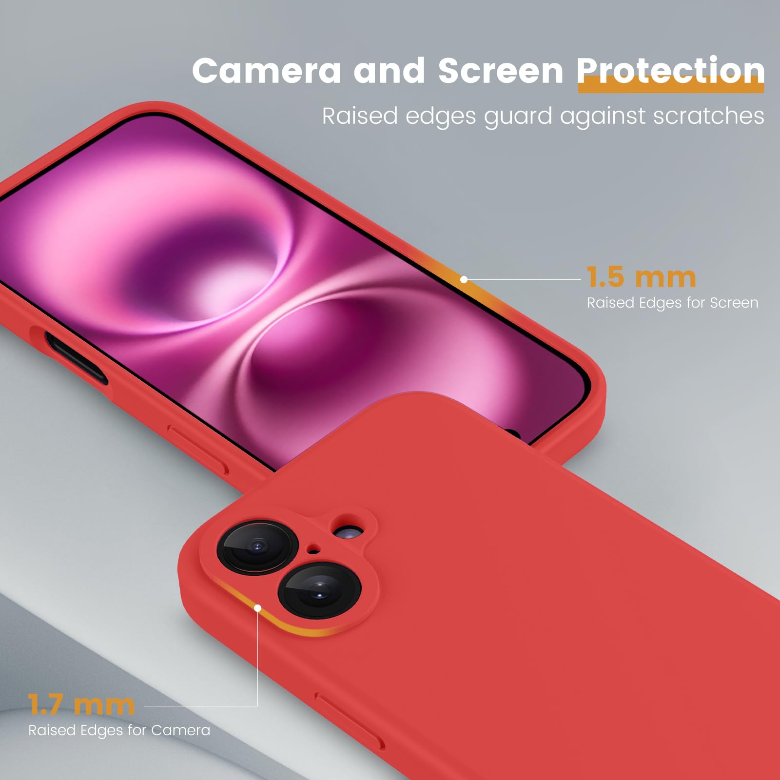 CALOOP IPhone 16 Plus Hülle – Slim-Fit, Flüssigsilikon Mit Hartem Rahmen, Stoßfest & Kratzfest – Kompatibel Mit Kabellosem Laden