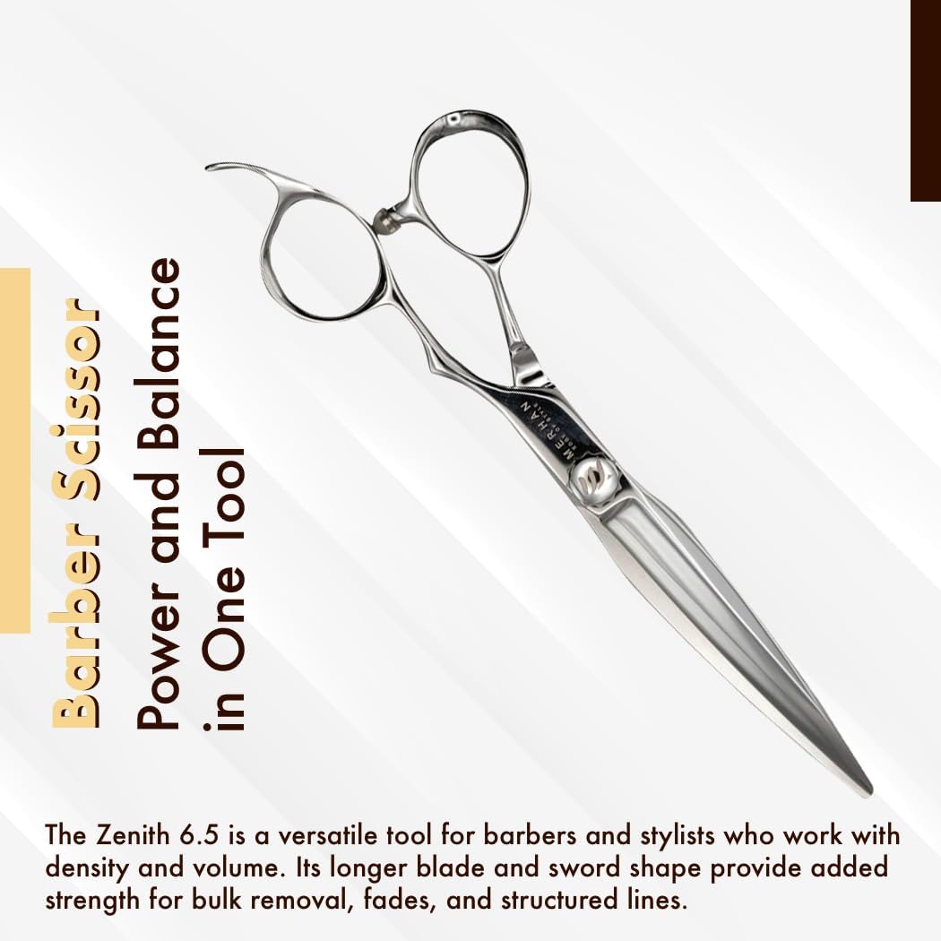 Zenith 6.5 Inch Professional Hair Cutting Scissors – Sword Blade Barber Shears for Bulk Removal & Precision Fades – Stainless Steel Salon Tool