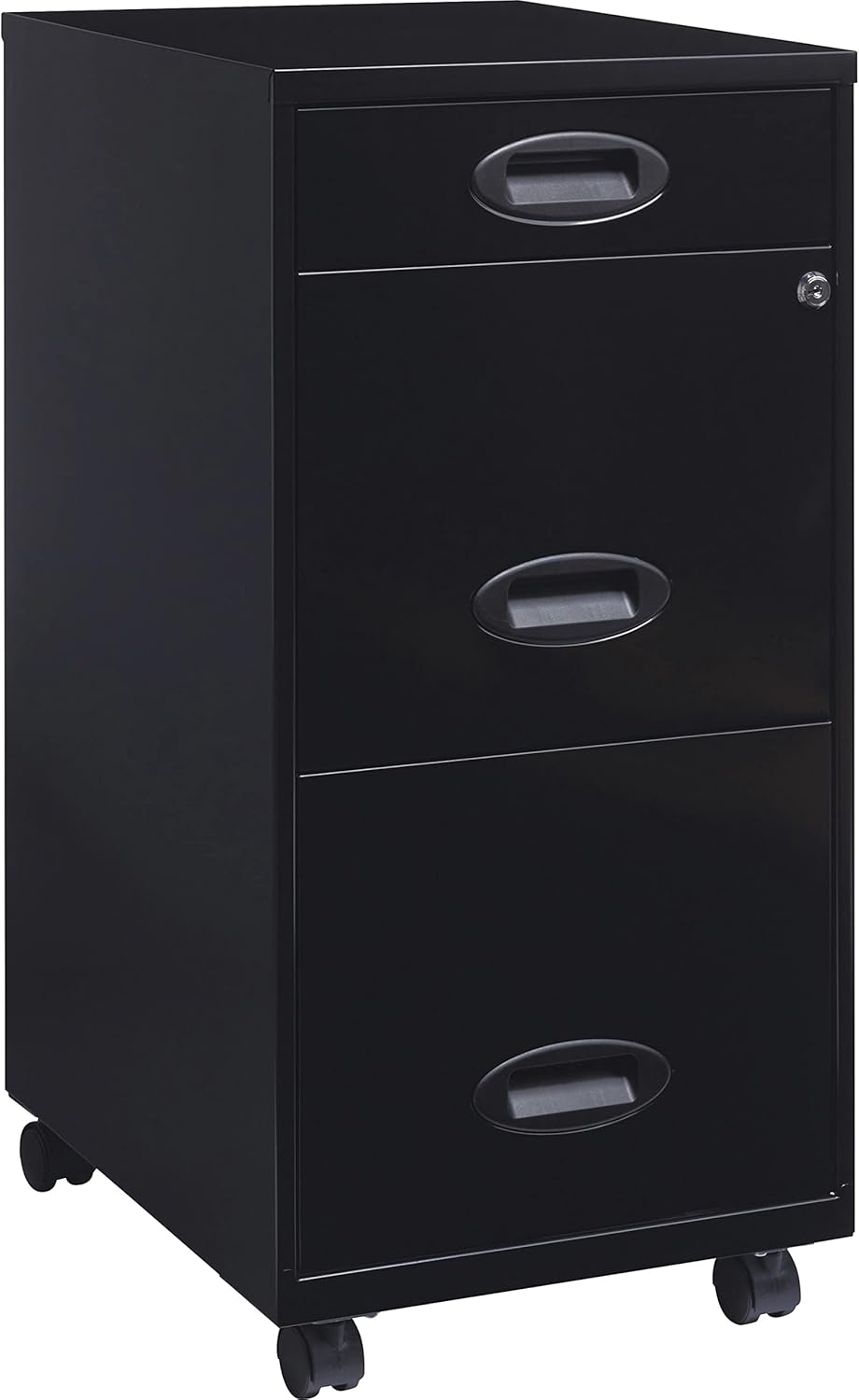Lorell 17427 3-Drawer Mobile File Cabinet, 18", 21.80" L x 18.00" W x 33.10" H, Black