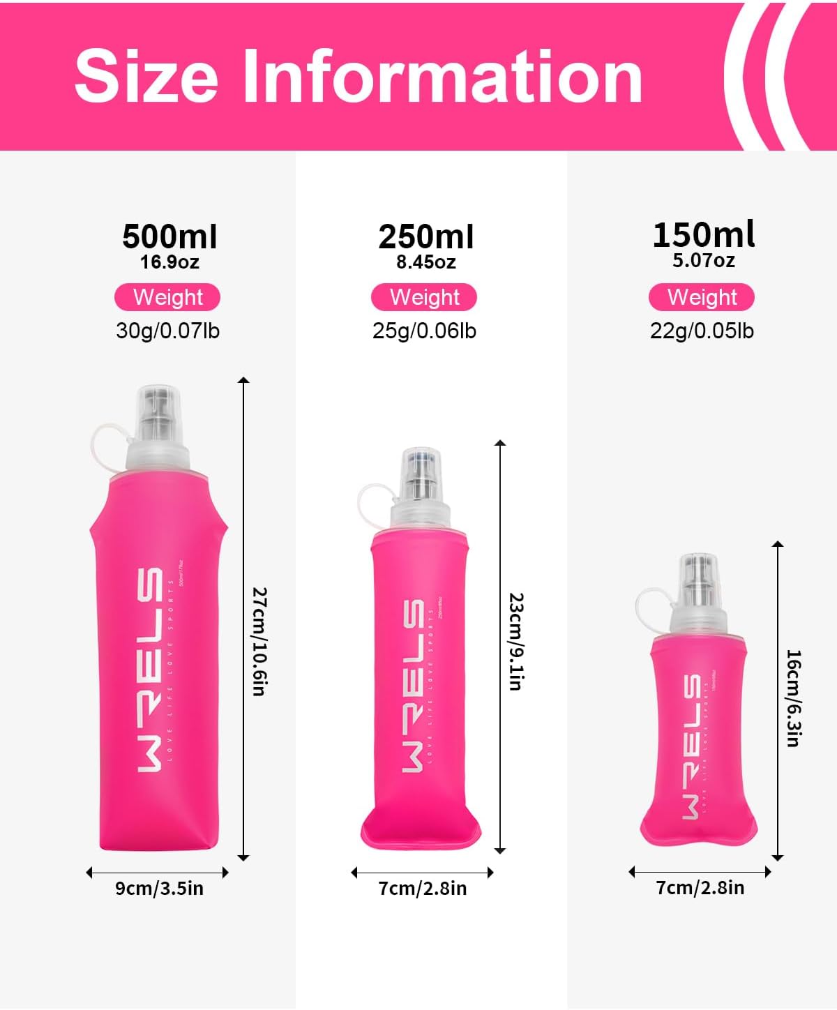 TPU Soft Flask Lightweight Portable Reusable Water Bottle,BPA Free Collapsible Flask for Hydration Pack in Running Hiking Cycling and Marathon