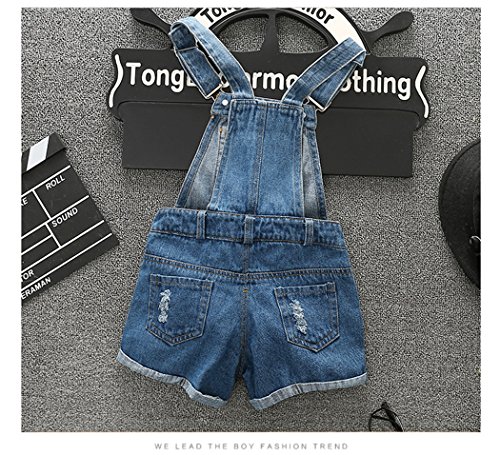 Image of KIDSCOOL SPACE Baby Little Girl Jean Overalls,Big Ripped Denim Shortall