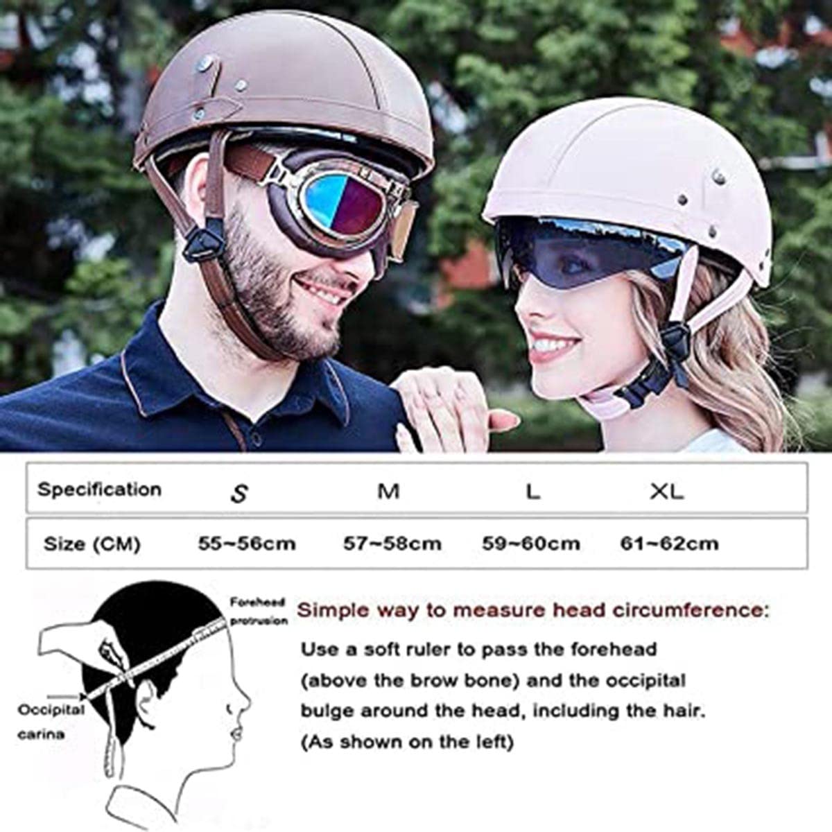 Casco Jet Vintage Mezza Casco Moto,Caschi Aperti Vintage Omologati ECE Con Visiera Parasole E Fodera Interna Staccabile Caschi Cromwell Per Scooter Ciclomotore Street Cruiser