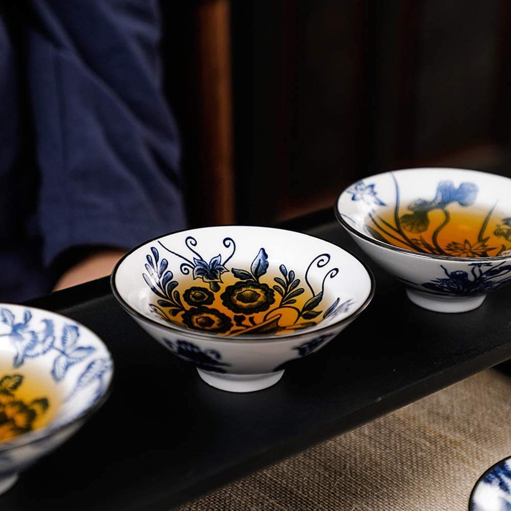 Saké Japonais Service à Saké 9 pièces Tasses à thé à saké Kungfu en céramique Classique Verres en poterie Tasses à thé mélanger Couleur Cadeau Artisanal Traditionnel 925
