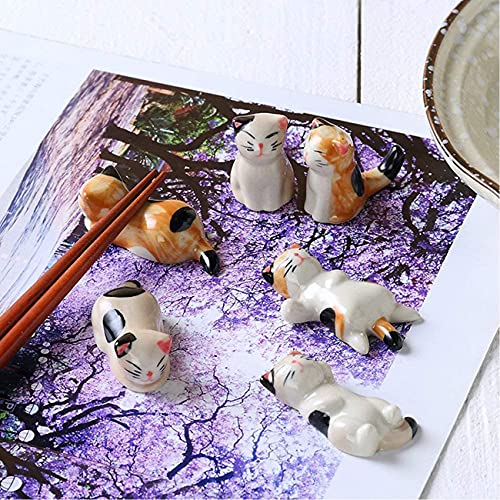 Keramik Katzen Stäbchenhalter Set mit 12 Teilen von Hashioki Yueser