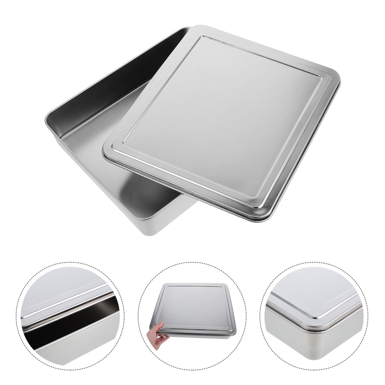 Edelstahl Backform Mit Deckel 13.39X11.61X2.72In Rechteckige Kuchenform Antihaftbeschichtet Für Tiramisu Kuchen Aufläufe Vielseitiger Backbehälter Für Zuhause Und Gewerbe