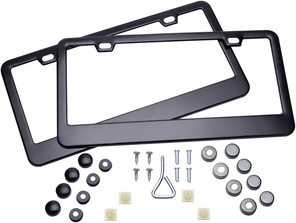 ZYTC Black Licence Plate Frame 2 PCS Stainless Steel Car