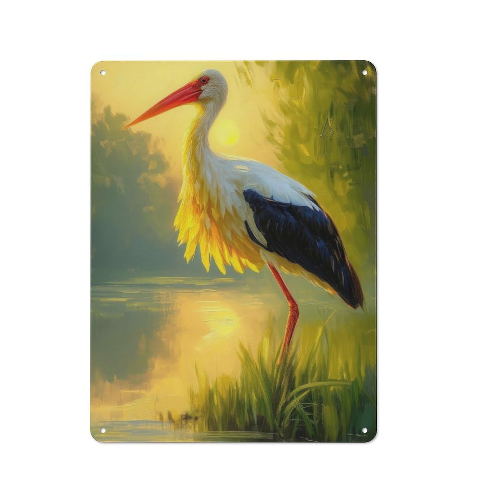 Junmoney Serene Stork Retro Retro Metal Sign 40X30cm Featuring Old Style Wall Plaque For Lounge, Study, Pub Or Wall Gallery