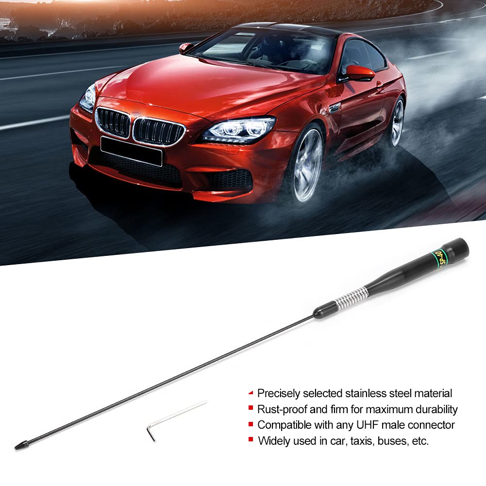 Antena de Doble Banda, SP-40 100W UHF Látigo Aéreo de Radio Móvil para Walkie Talkie Coche Taxi Vehículo Comunicación Bidireccional (Negra)