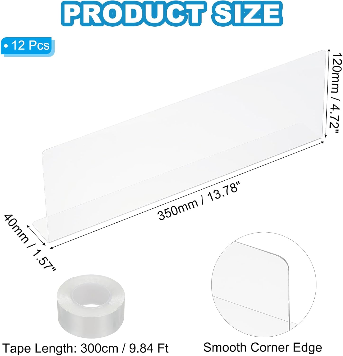 PATIKIL 12 Pack Under Couch Blocker, Acrylic Under Bed Blocker for Pets (4.72" H x 13.78" L) with Tape Clear Toys Blocker for Bed Sofa Desk Furniture