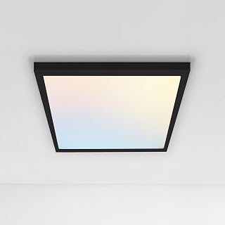 ASD LED 12" Square Flush Mount Ceiling Light Fixture, Low Profile Surface Lighting | 5CCT, Dimmable, Ultra-Thin, ETL Listed | 24W 1700LM 2700-6000K 120V | Kitchen, Bedroom, Hallway Lamp | Black