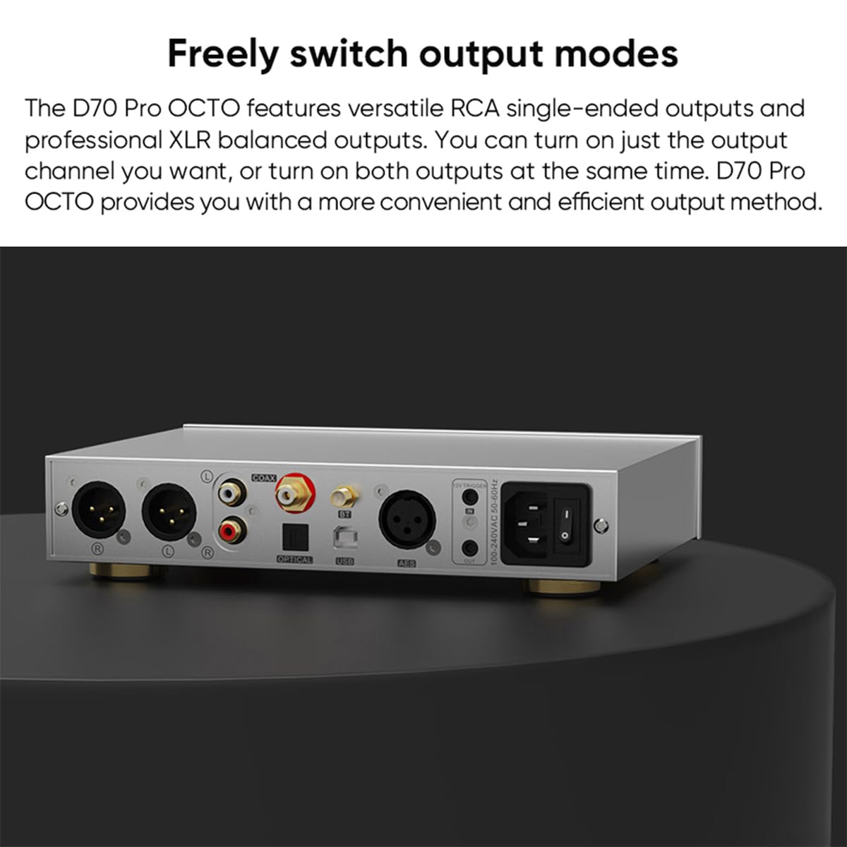 Topping D70 Pro OCTO DAC – Bluetooth 5.1 LDAC, 8x CS43198 USB PCM 32bit/768kHz DSD512 Decoder, Opt Coax Digital-Analog-Wandler, Vollbalancierter Audio-Vorverstärker DAC mit Fernbedienung, Schwarz