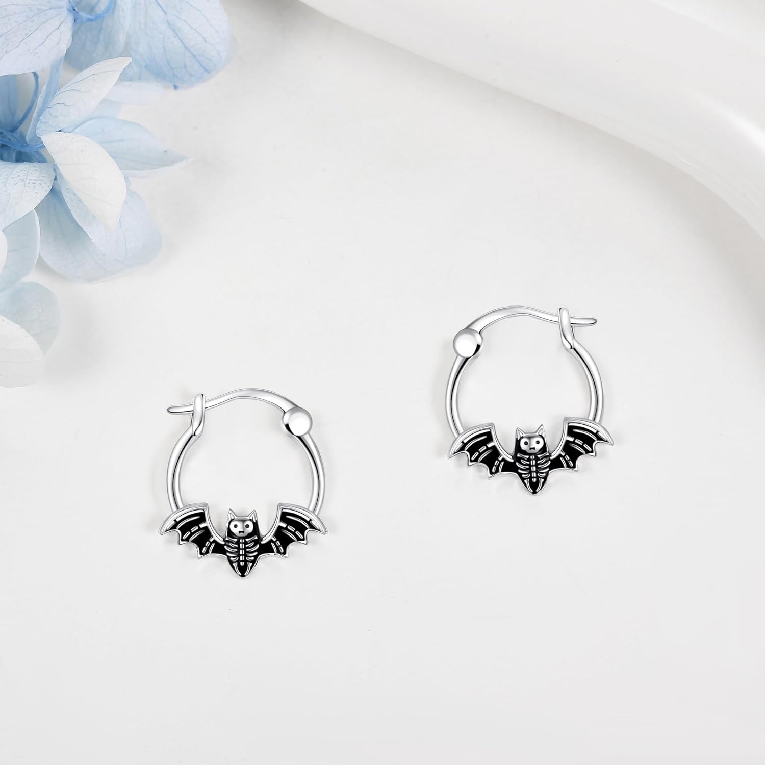 Bat Earrings 925 Sterling Silver Bat Hoop Earrings Gothic Jewelry for Women