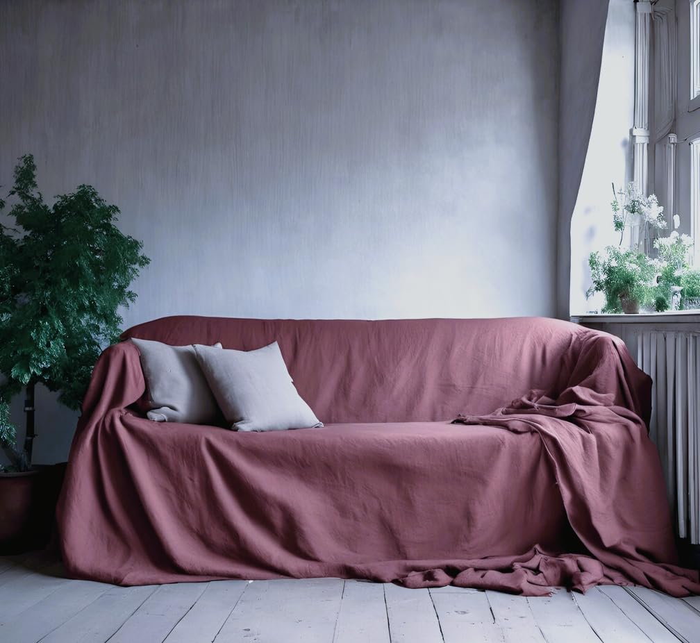 L'Emporio Casa Telo Copridivano Copriletto Tela Grossa Robusta Cotone in Panama 160X260-260x280-360x280 Misure Maxi Lenzuolo Copritutto Cotone Granfoulard Made Italy (BORDO', 360X280)