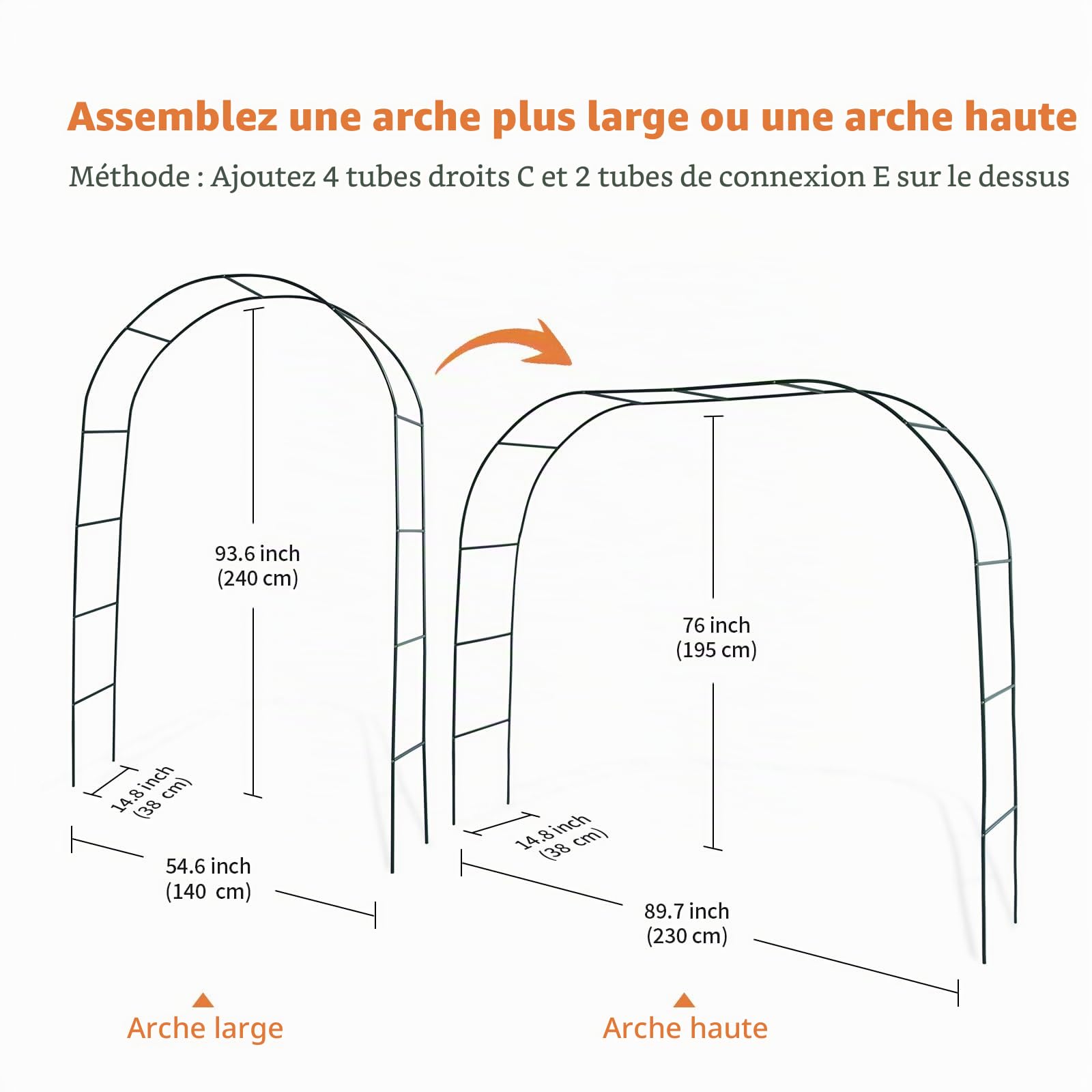 Mr. Ton Arche de Jardin, Arche de Mariage, pergola de Jardin pour intérieur/extérieur, pelouse de Jardin, diverses Plantes grimpantes, 2,3 m de Haut x 1,2 m de Large