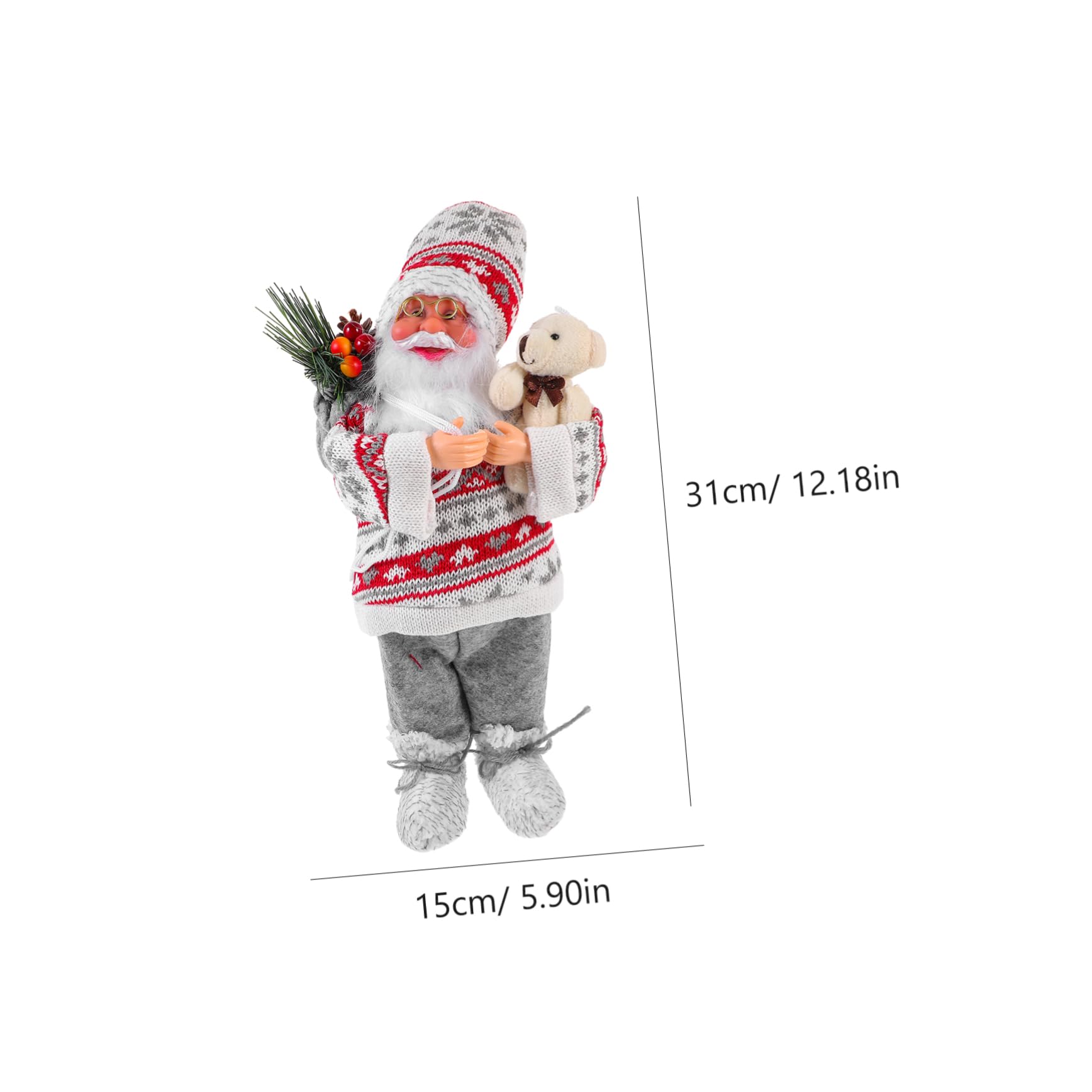 BESPORTBLE 3 Pz Bambola di Babbo Natale Decorazione Natalizia Statua di Babbo Natale in Piedi (Grigio Rosso) bricolage Natalizio lavoretti Natalizi statuina Natalizia Calze di Natale Stoffa
