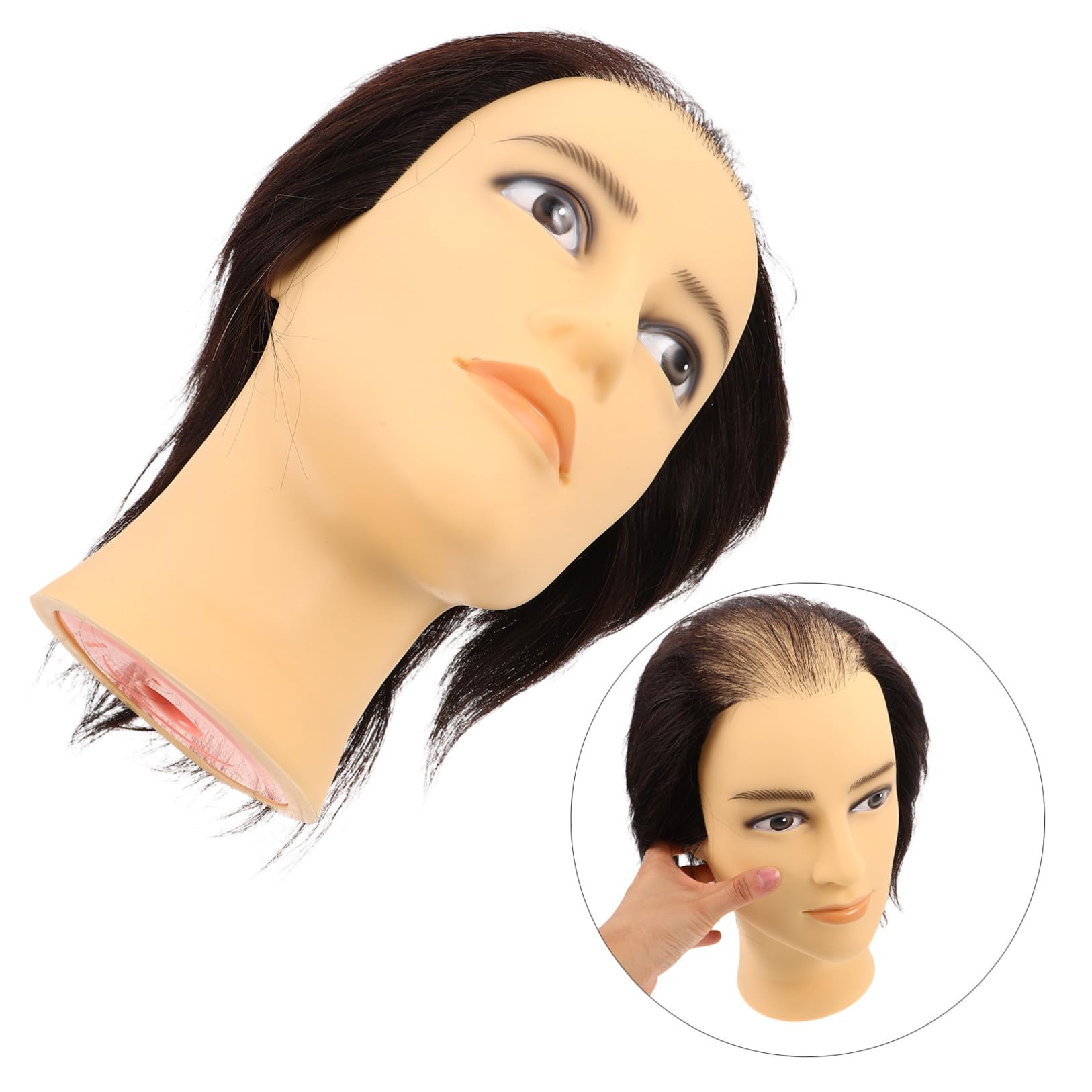 Beavorty Frisierkopf mit Echtem Haar für Friseurschule und Salontraining Pvc Material Verstellbare Haar Dichte für Herrenhaar Styling und Bartpflege
