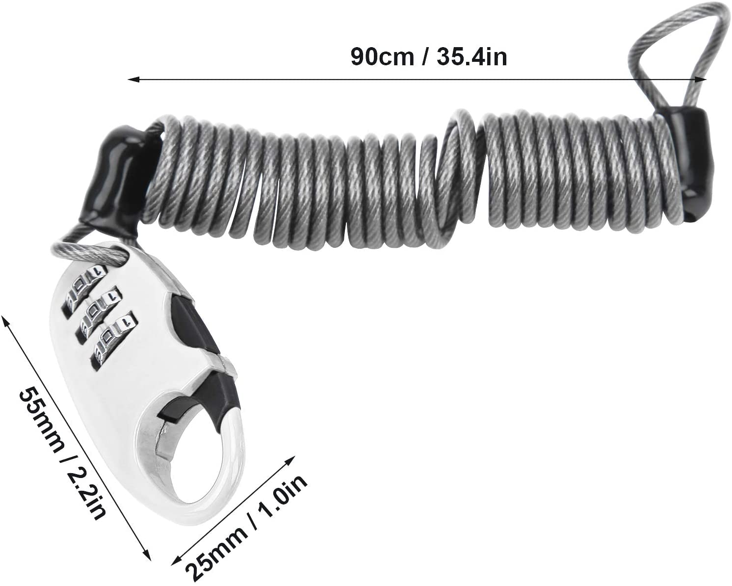 Lucchetto di Sicurezza con Cavo in Acciaio, Lucchetto Portatile per Casco con Password, Lucchetto con Cavo in Acciaio per Casco da Bici, Lucchetto antifurto per Mountain Bike, Bugg