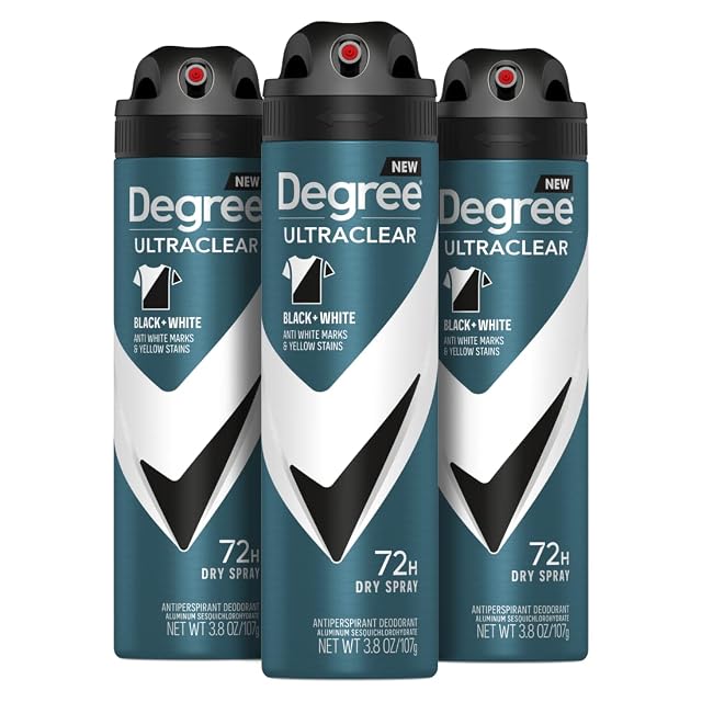 Degree Men Antiperspirant Deodorant Dry Spray Black White Protects from Deodorant Stains Antiperspirant for Men with MotionSense Technology