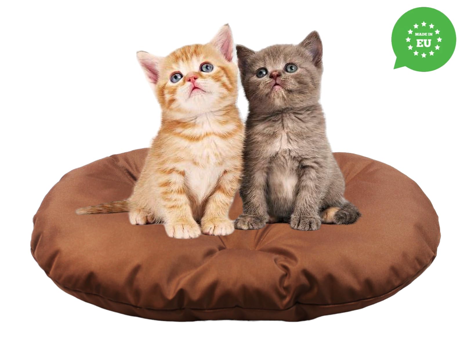 Cojín para Perros y Gatos - Tamaño Ovalado 80 x 58 cm Color Marrón - Cama Lavable - Ideal para Cestas de Transporte o Camas