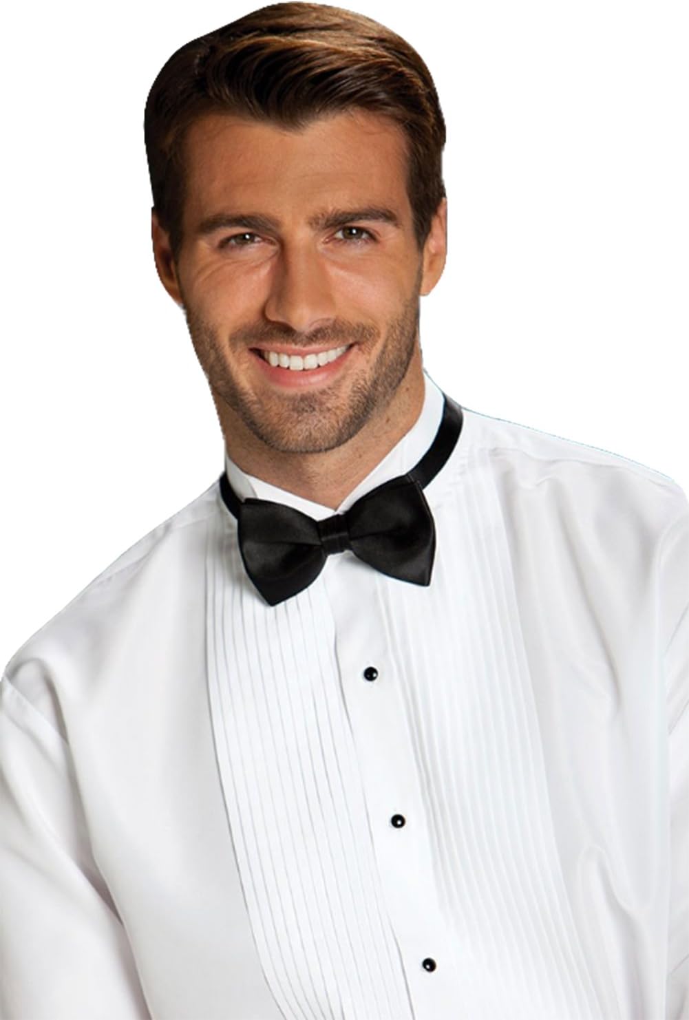 Men's Tuxedo Shirt 100% Cotton 1/4" Pleat Wing Collar, 16.5 (34/35) White