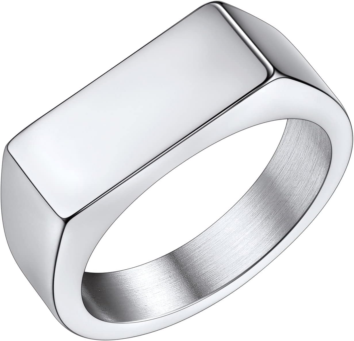 Stainless Steel Signet Ring for Men Women in Gold/Black/Silver/Vintage Gray Tone, Chunky Thick Heavy Dome Band Ring Cool Finger Ring, Gift for Dad Husband, Size 7-14 Customizable