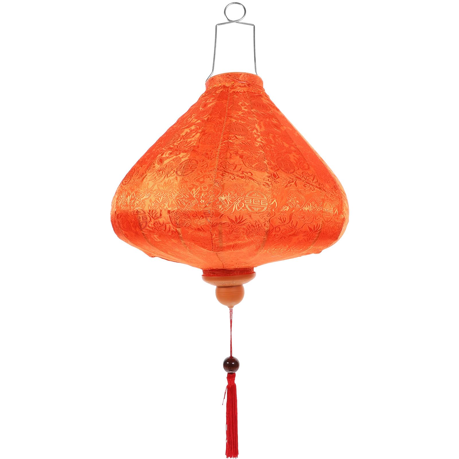 Lanterne décorative antique en tissu et métal orange pour ambiance vintage de fête