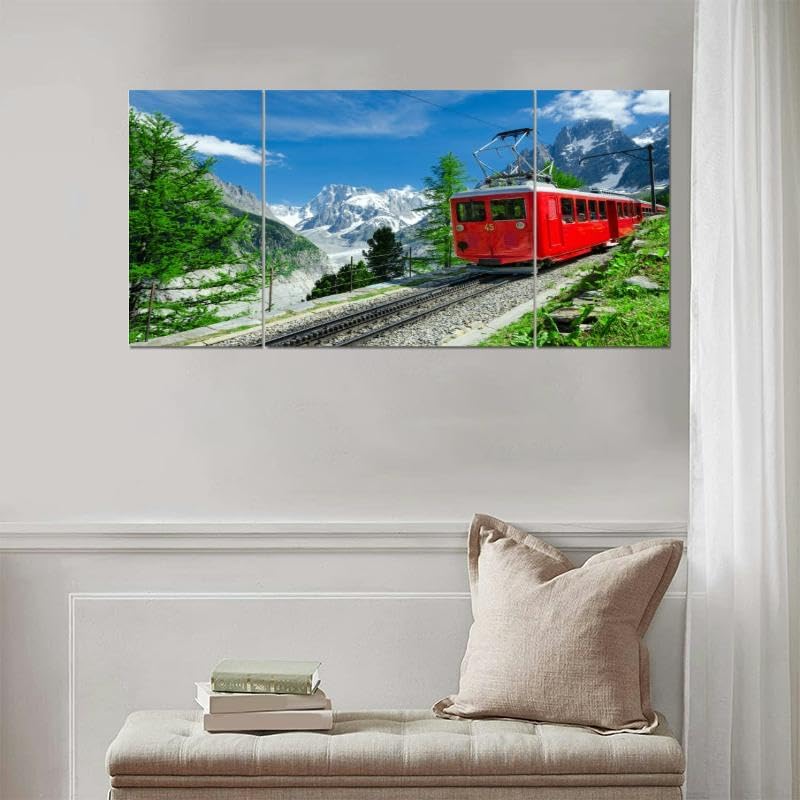 Miniatura 3 de Glacier Mont Blanc Express Chamonix France Large Wall Art Decor Canvas Wall Art Paintings Pictures for Bedroom Above Bed Living Room Decoration