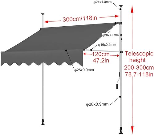 Miniatura 2 de Toldo retráctil para patio al aire libre, toldo retráctil manual, toldo para patio al aire libre, toldos de cubierta con manivela manual, altura