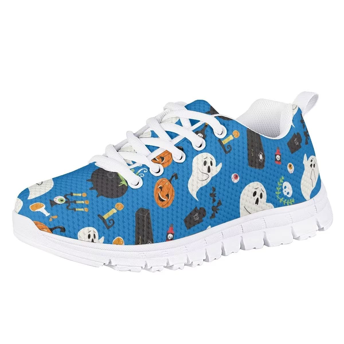 Halloween Blue Kids Lace Up Sneaker Comfortable Running Shoes Boy Girl Little Kid Big Kid Tennis Shoes for Kids Girls Flat Students Shoes