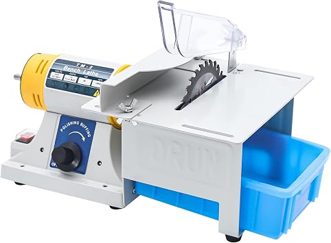 Desktop Multi-Function Grinder, 320W Small Multi-Functional Electric Grinding Table Saw Gem Cutting Machine Jewelry Rock Polishing Buffer Bench Lathe Table Saw Polisher 10000r/Min for DIY Rock