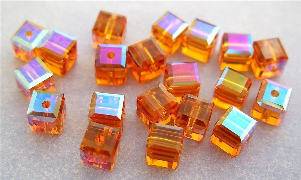 3 4 mm Swarovski 5601 Crystal Cubes - Topaz ABB