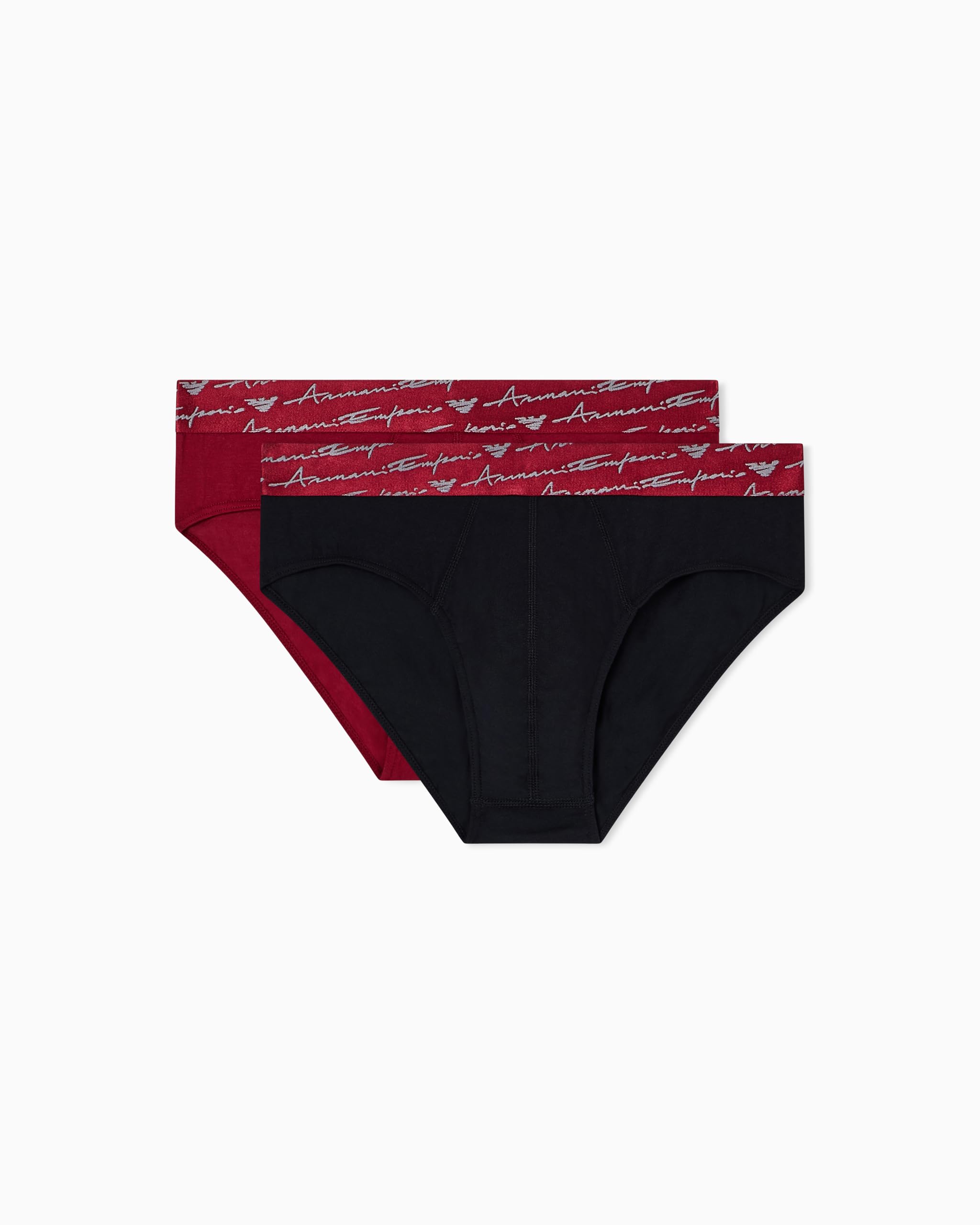 Emporio Armani Man's Allover Shiny Logoband 2-Pack Brief Black S