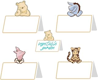16PCS Winnie Food Labels Signs & Table Number Cards 3D Tent Cards Centerpieces for Tables Cute Pooh Baby Shower Decorations Birthday Party Favor Supplies