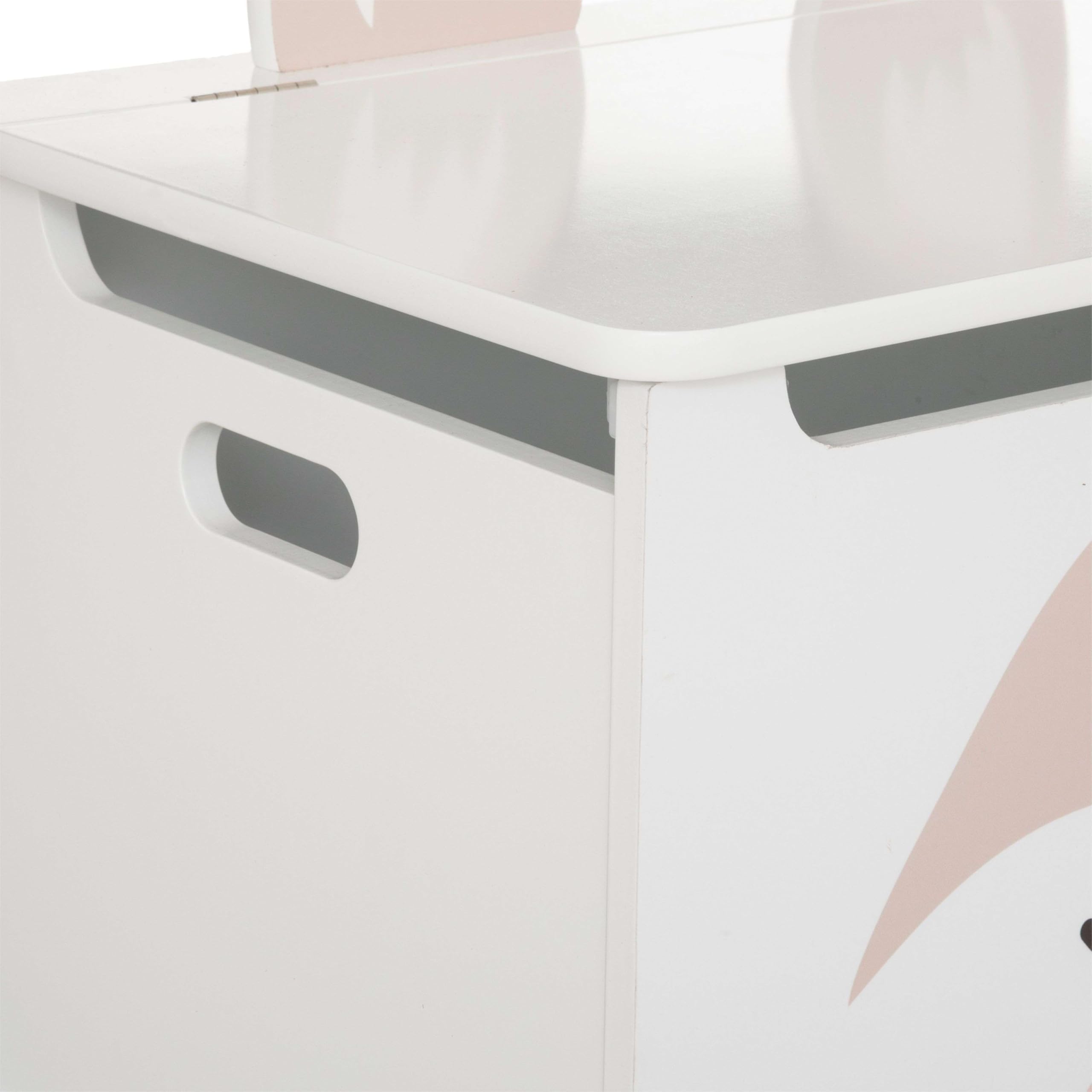 Miroytengo Baúl Infantil Fox Douceur con Almacenamiento Abierto Color Blanco y Roble 53 cm