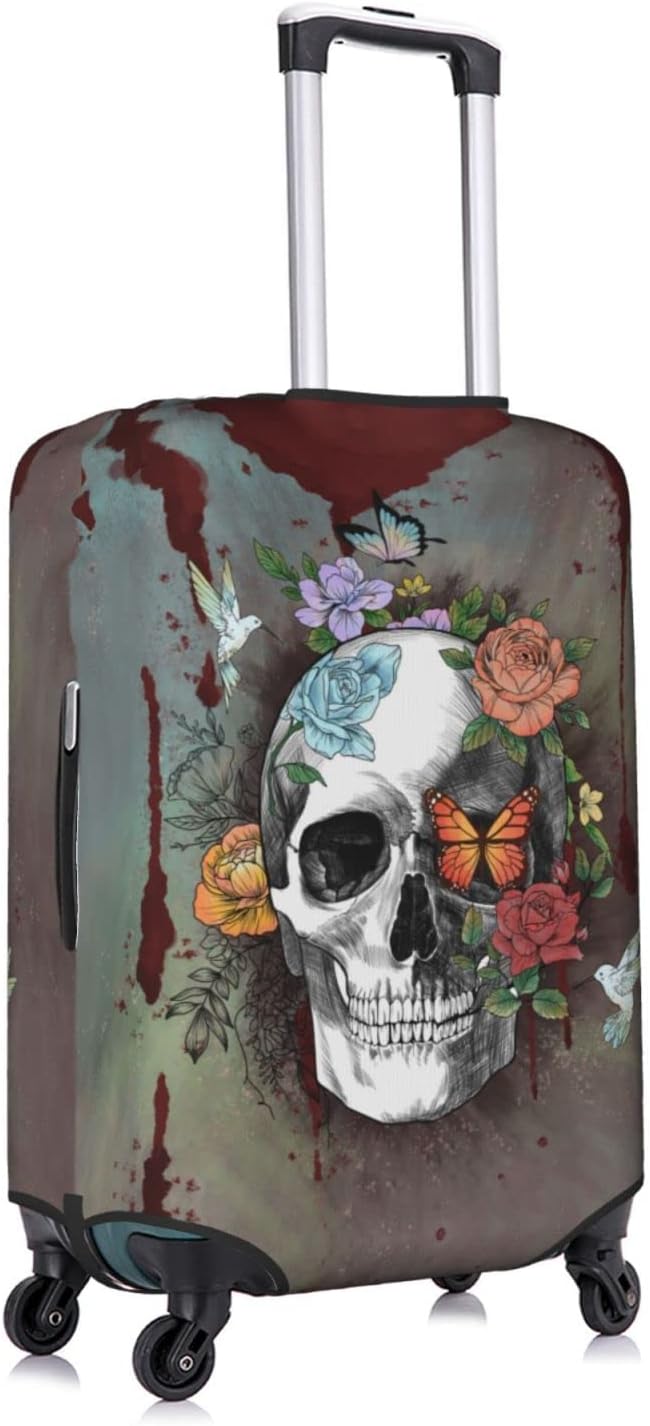 review Riauljol Butterfly Roses and Skull luggage cover washable suitcase cover luggage protector luggage wraps for suitcase fits 18-32 Inch Small