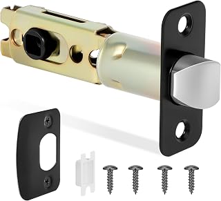 Door Lock Replacement Parts with 8mm Square Spindle Hole, 1 Pack Black Door Lock Parts, 45°Rotation, Fits 2-3/8" or 2-3/4" Backset, Includes Strike Plate & Mounting Screws