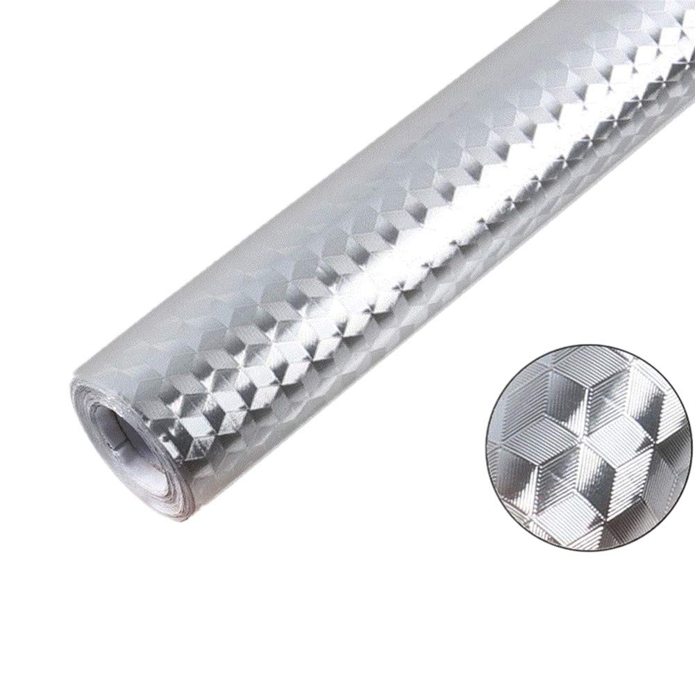 MULLSAN Kitchen Backsplash Self-Adhesive Aluminum Foil Texture Oil Dust Resistant Removable High Temperature Resistant DIY Stickers Liner Paper Decorative Drawer Liner 24inch by 118inch